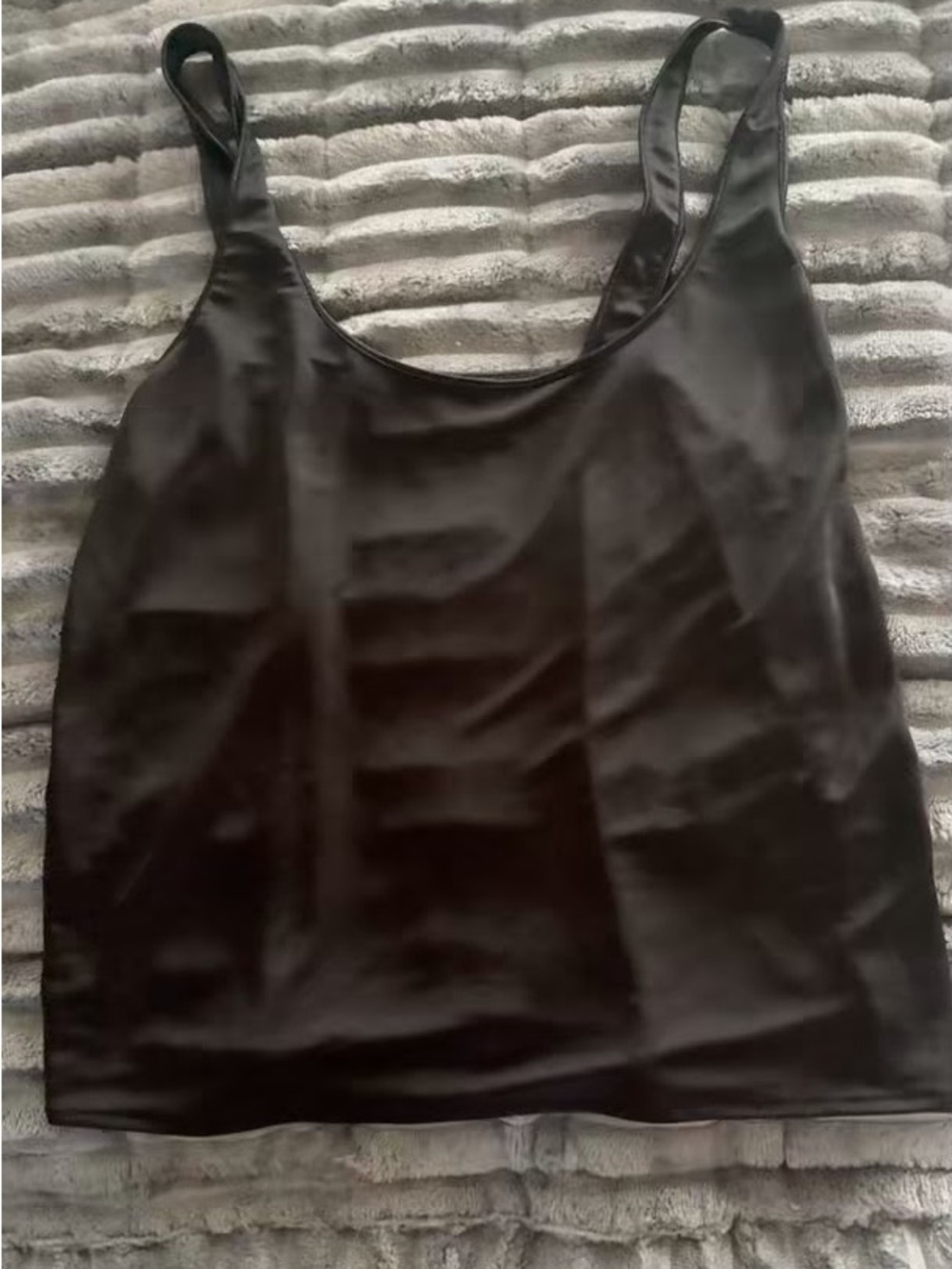 Vintage Vassarette Black Satin Cami Tank Y2K Size S